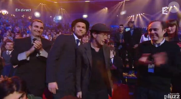 David Ford et Miossec recoivent la Victoire de la chanson originale pour 20 ans, chantée par Johnny Hallyday - 29e cérémonie des Victoires de la Musique, au Zénith de Paris, le 14 février 2014.
 