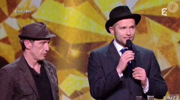 Miossec et David Ford recoivent la Victoire de la chanson originale pour 20 ans, chantée par Johnny Hallyday - 29e cérémonie des Victoires de la Musique, au Zénith de Paris, le 14 février 2014.
 