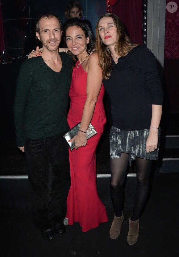 Sandra Zeitoun, Calogero et sa compagne Marie Bastide lors de la contre-soirée de la Saint-Valentin par l'agence Sandra & CO au club Le Chapelier à Paris, le 14 février 2014.