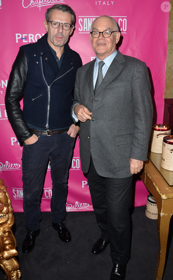 Lambert Wilson et Jean Francois Dubosc lors de la contre-soirée de la Saint-Valentin par l'agence Sandra & CO au club Le Chapelier à Paris, le 14 février 2014.