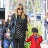 Heidi Klum avec ses enfants dans les rues de Beverly Hills, le 16 février 2014.