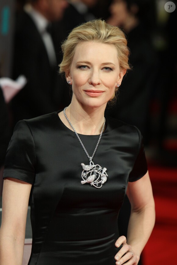 Cate Blanchett, dans une robe Alexander McQueen, lors de la cérémonie des BAFTA le 16 février 2014 à Londres