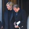 Cate Blanchett et son mari Andrew Upton lors des funérailles de Philip Seymour Hoffman à New York le 7 février 2014