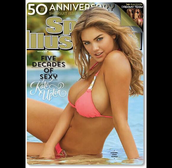 Kate Upton figure sur le revers de la couverture du 50e numéro de Sports Illustrated Swimsuit. Février 2014.