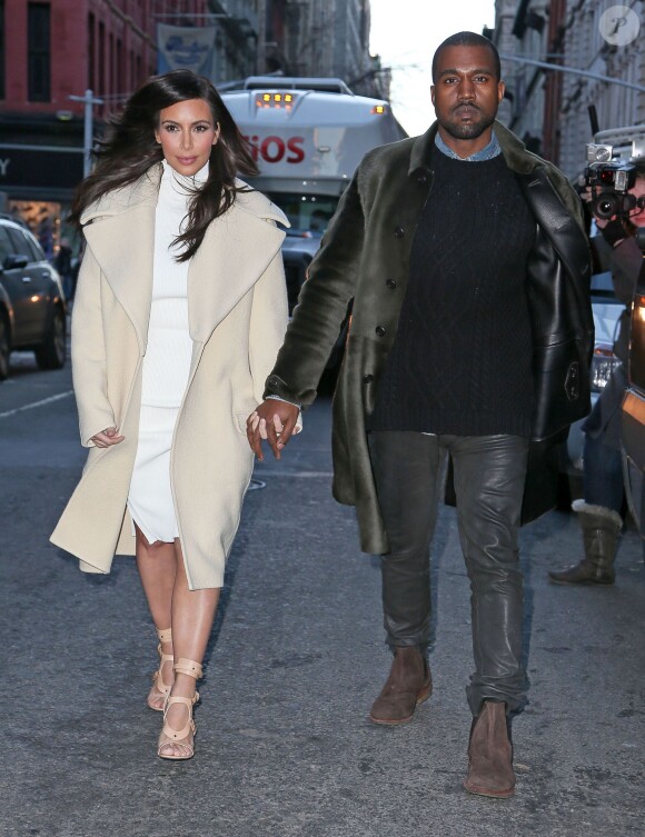 Kanye West et Kim Kardashian sont allés déjeuner au restaurant "ABC Kitchen" à New York, Le 22 février 2014.