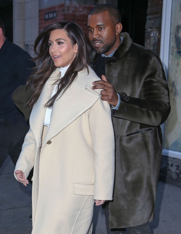 Kanye West et Kim Kardashian dans les rues de New York, le 22 février 2014.