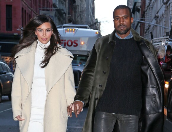Kanye West et Kim Kardashian à New York, le 22 février 2014.