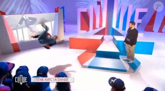 Brahim Zaibat était invité dans Clique sur Canal + le 22 février 2014. Il a osé réaliser un salto.