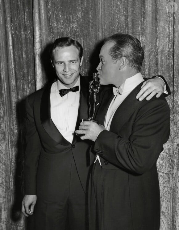 File picture of Marlon Brando and Bob Hope at the 27th Annual Academy Awards, 1955 . Photo by The Legacy Collection/Photoshot/ABACAPRESS.COM01/01/1955 - Los Angeles