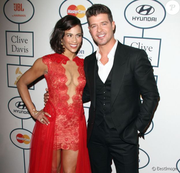 Paula Patton, Robin Thicke - 56e Soirée pre-Grammy and Salute To Industry Icons au Beverly Hilton Hotel de Beverly Hills, le 25 janvier 2014.