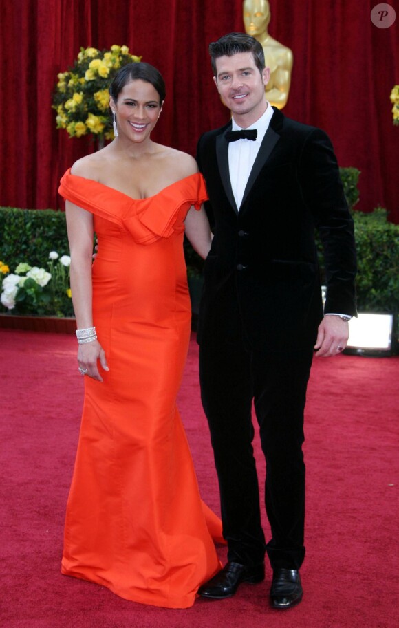 Paula Patton et Robin Thicke, à la 82e cérémonie des Oscars, à Los Angeles, le 7 mars 2010