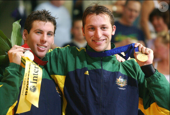 Grant Hackett et Ian Thorpe lors des Jeux du Commonwealth, le 30 juillet 2002 à Manchester