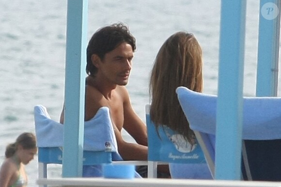 Filippo Inzaghi et Alessia Ventura à Forte dei Marmi, le 30 juin 2009.