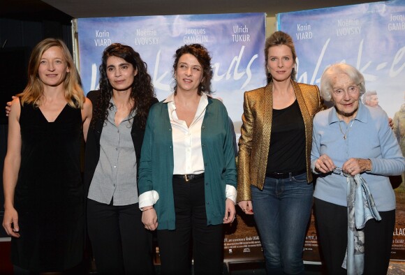 Aurélia Petit, Anne Villacèque, Noémie Lvovsky, Karin Viard, Gisèle Casadesus lors de l'avant-première du film "Week-Ends" réalisé par Anne Villacèque, à Paris, le 25 février 2014