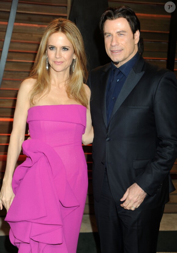 Kelly Preston et John Travolta à la soirée Vanity fair après les Oscars 2014 à West Hollywood, le 2 mars 2014.