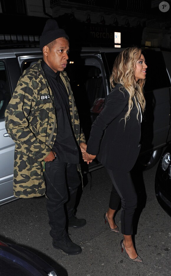 Jay-Z et sa belle Beyoncé arrivent Arts Club à Londres le 5 mars 2014.