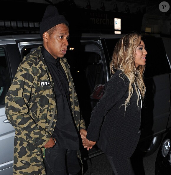 Jay-Z et Beyoncé Knowles arrivent Arts Club à Londres le 5 mars 2014.