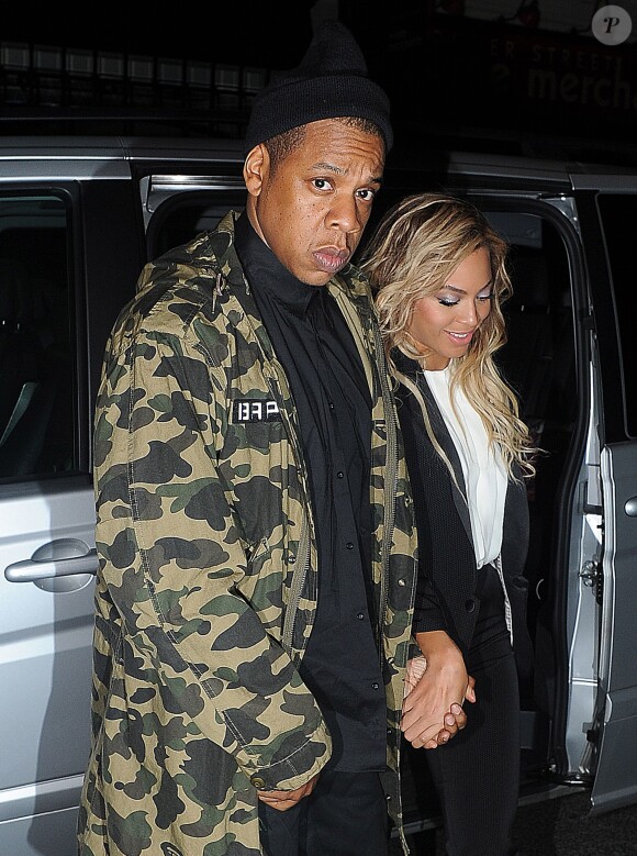 Jay-Z et Beyoncé Knowles arrivent Arts Club à Londres le 5 mars 2014.