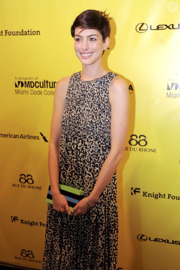 Anne Hathaway lors de la présentation du film Elsa & Fred au Miami International Film Festival, le 7 mars 2014.