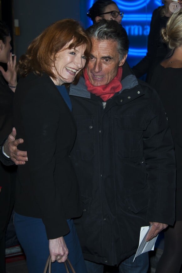 Gerard Holtz et son épouse Muriel lors de la 9e cérémonie des Globes de Cristal au Lido à Paris, le 10 mars 2014.