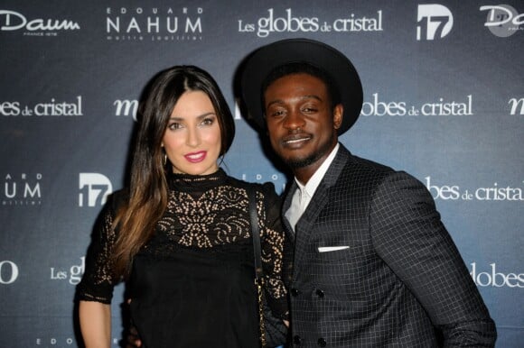 Corneille et son épouse Sofia de Medeiros lors de la 9e cérémonie des Globes de Cristal au Lido à Paris, le 10 mars 2014.