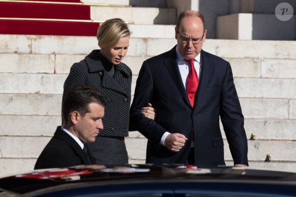 Le prince Albert II de Monaco et la Princesse Charlene - Célébration de la Sainte Dévote à Monaco le 27 janvier 2014.