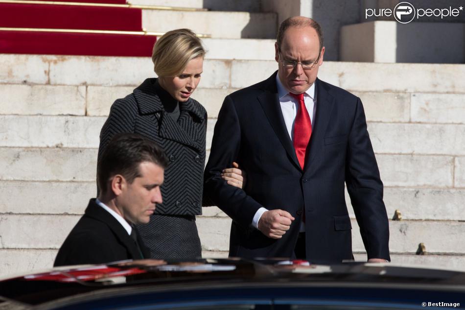 Le prince Albert II de Monaco et la Princesse Charlene - Célébration de la Sainte Dévote à Monaco le 27 janvier 2014.
