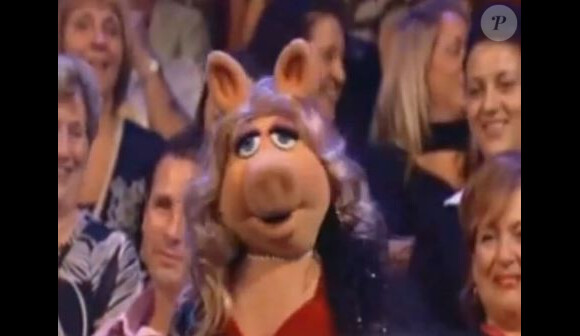 Miss Piggy interroge Céline Dion à la télévision en 2007.