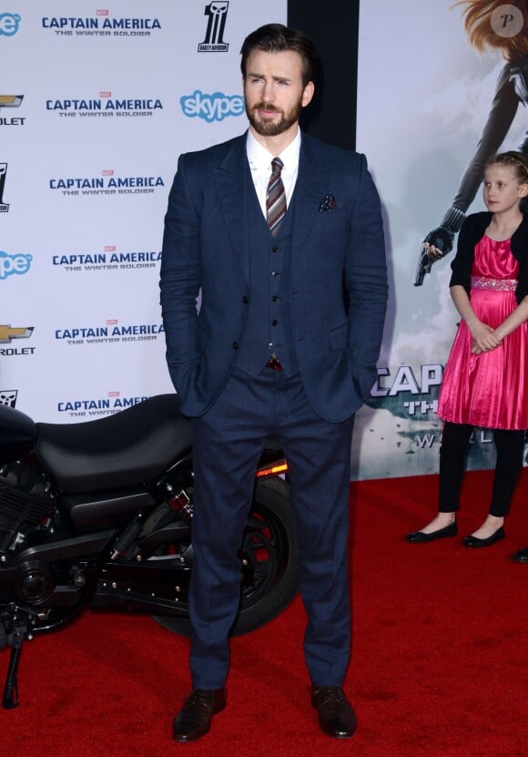 Chris Evans lors de l'avant-première du film Captain America - Le soldat de l'hiver, à Los Angeles le 13 mars 2014