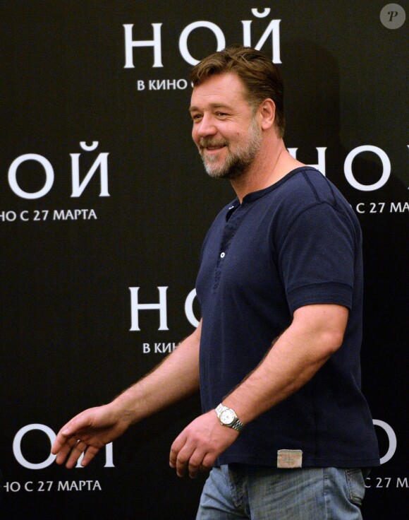 Russell Crowe assure la promotion de Noé à Moscou, le 17 mars 2014.