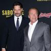 Joe Manganiello et Arnold Schwarzenegger à la première de Sabotage au Regal à Los Angeles, le 19 mars 2014.