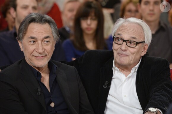 Richard Berry et Didier Flamand lors de l'enregistrement de l'émission "Vivement Dimanche" à Paris le 19 mars 2014. L'émission sera diffusée le 23 mars sur France 2