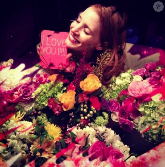 Jessica Chastain a posté une jolie photo pour remercier ceux qui lui ont envoyé des messages pour son anniversaire - 23 mars 2014