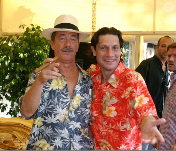 Jean Sarrus et Laurent Violet lors de l'émission Radio Vitamine à Saint-Tropez, le 11 juillet 2003