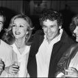  Jean Sarrus, Caroline Cellier, Francis Perrin et Maria Pacome lors d'une soirée en 1980 