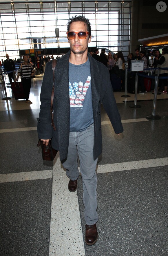Matthew McConaughey à l'aéroport de New York le 22 mars 2014.