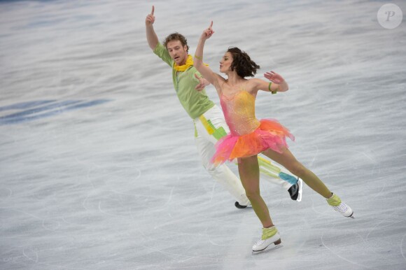 Nathalie Pechalat et Fabian Bourzat lors des Jeux olympiques de Sotchi en Russie le 17 février 2014
