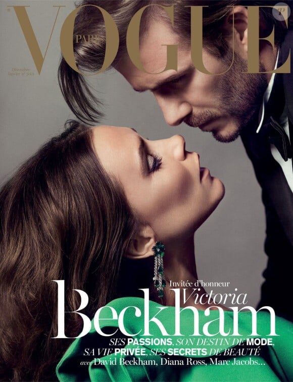 Victoria et David Beckham en couverture du magazine Vogue Paris. Décembre 2013.