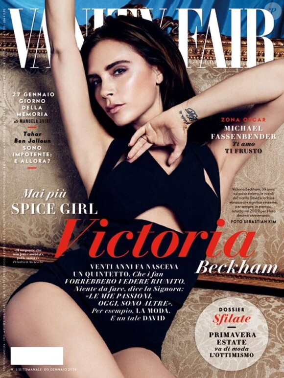 Victoria Beckham, en couverture du magazine Vanity Fair. Janvier 2014.