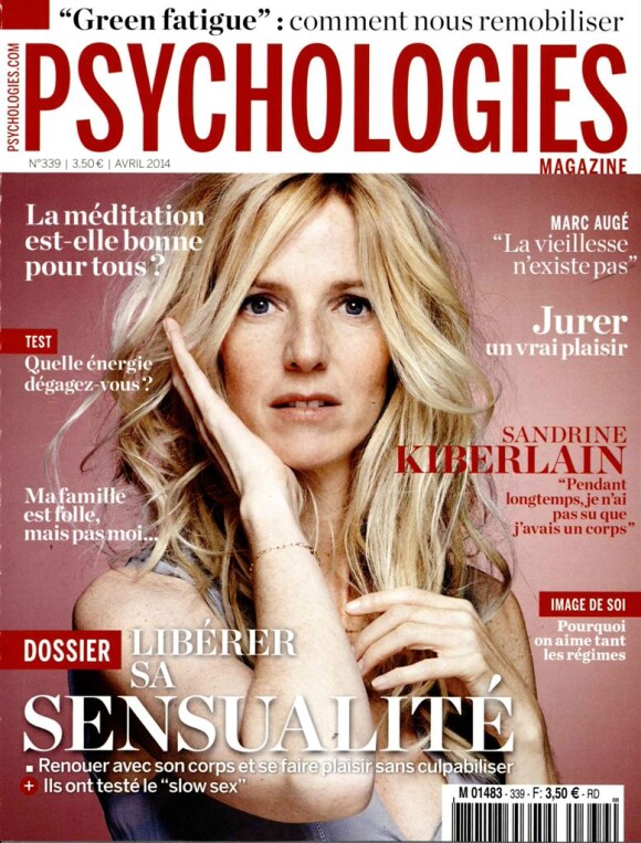 Sandrine Kiberlain en couverture du magazine Psychologies du mois d'avril 2014