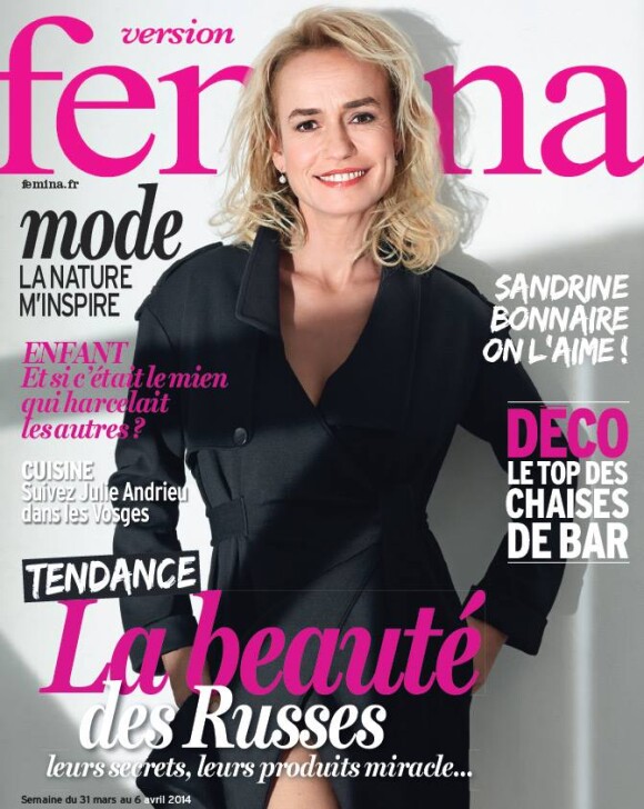 Sandrine Bonnaire en couverture de Version Femina, le supplément du Journal du dimanche le 29 mars 2014