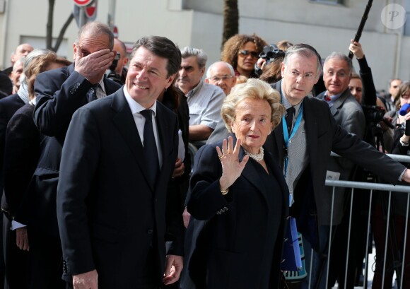 Bernadette Chirac et Christian Estrosi - Inauguration de l'Institut Claude Pompidou consacré à la recherche sur la maladie d'Alzheimer à Nice le 10 mars 2014.