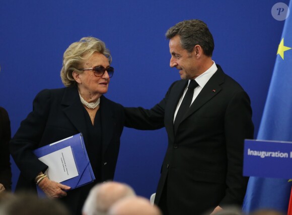 Bernadette Chirac et Nicolas Sarkozy - Inauguration de l'Institut Claude Pompidou consacré à la recherche sur la maladie d'Alzheimer à Nice le 10 mars 2014.