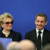 Nicolas Sarkozy et Bernadette Chirac - Inauguration de l'Institut Claude Pompidou consacré à la recherche sur la maladie d'Alzheimer à Nice le 10 mars 2014.
