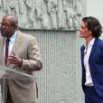 Orlando Bloom, Forest Whitaker sur le Walk of Fame à Hollywood, le 2 avril 2014.