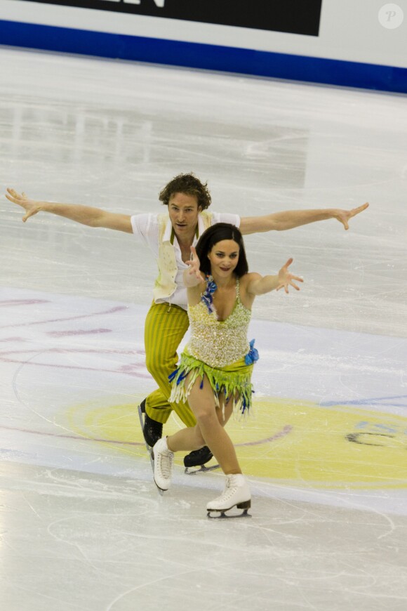 Nathalie Péchalat et Fabian Bourzat lors des championnats du monde de Nice le 26 mars 2012