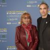Stéphane Audran et Thomas Chabrol lors du vernissage de l'exposition "Le musée imaginaire d'Henri Langlois" à la Cinémathèque française à Paris le 7 avril 2014