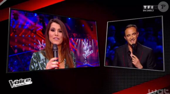 Nikos Aliagas et Karine Ferri dans The Voice 3, le samedi 12 avril 2014 sur TF1