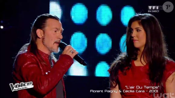 Florent Pagny chante avec ses Talents Wesley, Charlie et Claudia Costa dans The Voice 3, le samedi 12 avril 2014, sur TF1
