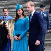 Kate Middleton, en Emilia Wickstead, et le prince William étaient en visite à Dunedin, sur l'Ile du Sud en Nouvelle-Zélande, dans la première partie du dimanche 13 avril 2014, au septième jour de leur tournée.